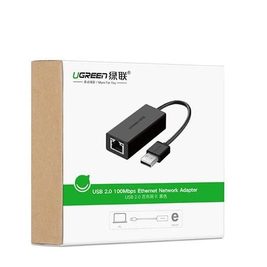 Ugreen Extern Nätverkskort RJ45 - USB 2.0 100 Mbps Ethernet Svar