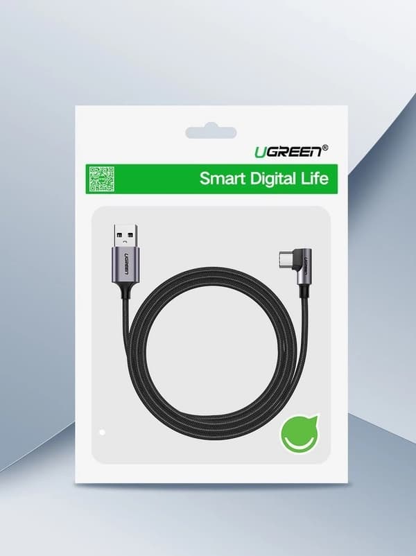 Ugreen US284 50941 Kabel USB-A/USB-C Vinklad 3A 1m - Grå