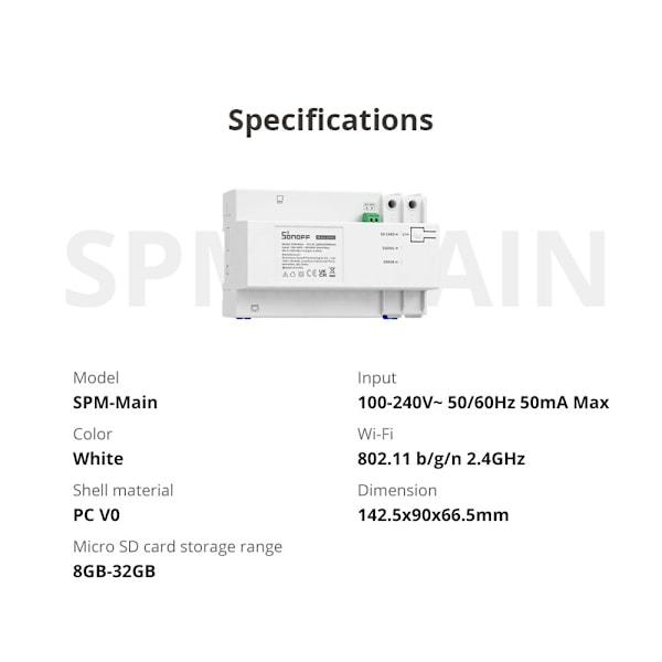 Sonoff SPM-Main Smart Strömbrytare med Wi-Fi/Ethernet Energimäta