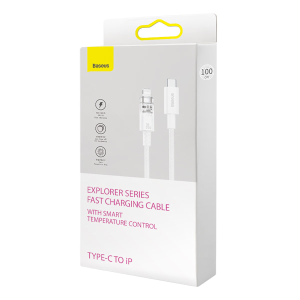 Baseus Lightning till USB-C Kabel - 20W/ 480Mb/s/ 2m - Vit