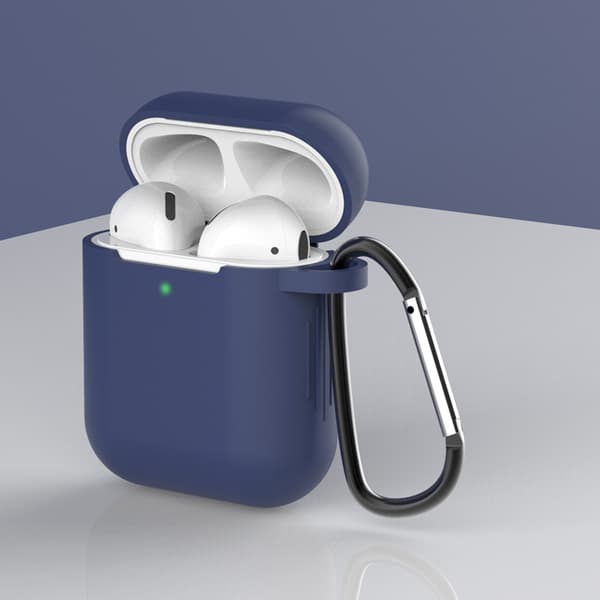 Silikonfodral för AirPods 2/1 med karbinhake - Blå
