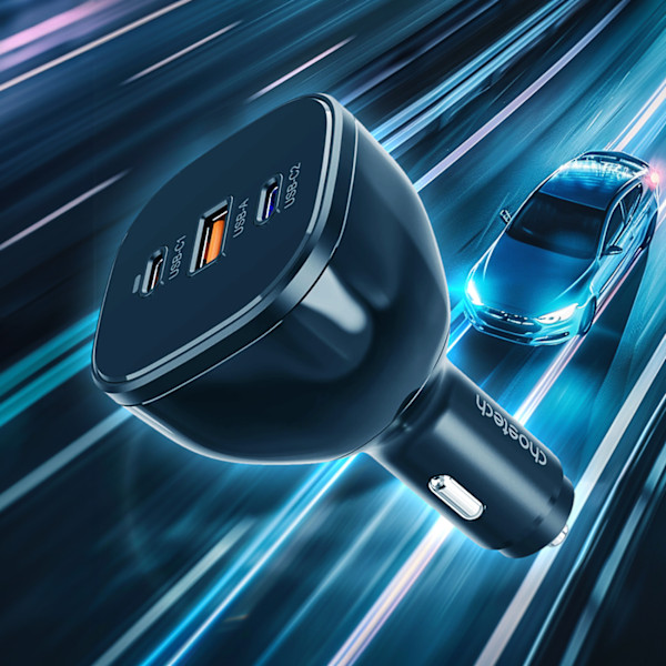 Choetech TC0024 Billaddare 160W för Bil - 2x USB-C PD 3.1/ 1x US