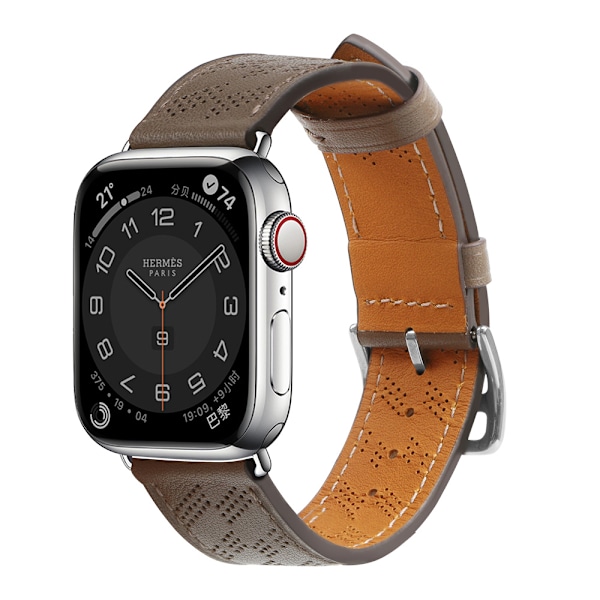 Läderarmband mörkbrun för Apple Watch SE/9/8/7/6/5/4/3/2/1 (41/