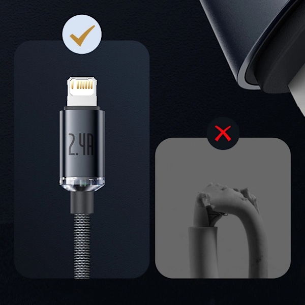 Baseus Crystal Shine USB-A till Lightning Snabbladdnings- och Da