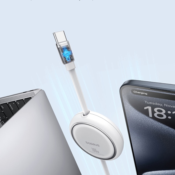 Baseus Free2Draw Mini Utdragbar USB-C till USB-C Kabel 100W 1m -