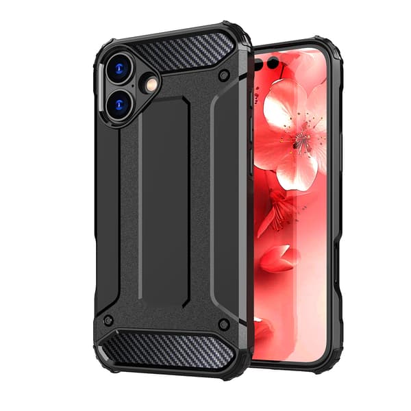 Robust Hybrid Armor-fodral för iPhone 16 Plus - Svart