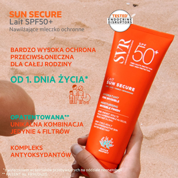 SVR, Sun Secure Lait, Biohajoava kosteuttava aurinkovoide SPF 50+, 100 ml