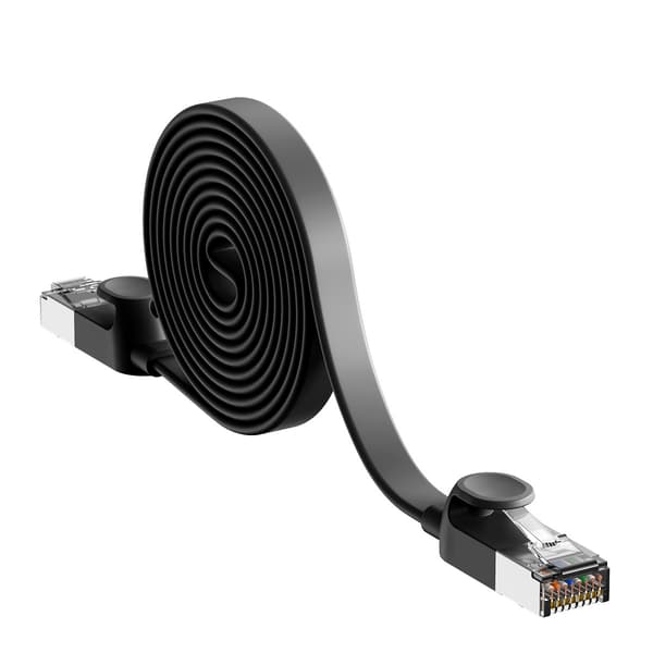 Baseus Flat Ethernet Kabel CAT6 RJ45 1m - Svart Hög Hastighet