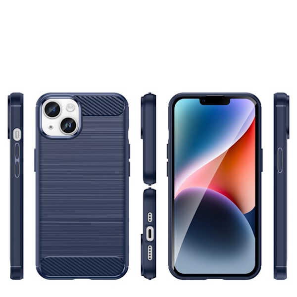 Elastiskt Blått Kolfodral för iPhone 14 Plus - Flexibelt Skyddan