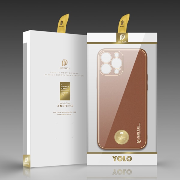 Dux Ducis Yolo Elegant iPhone 14 Pro Fodral - Brun Syntetläder S