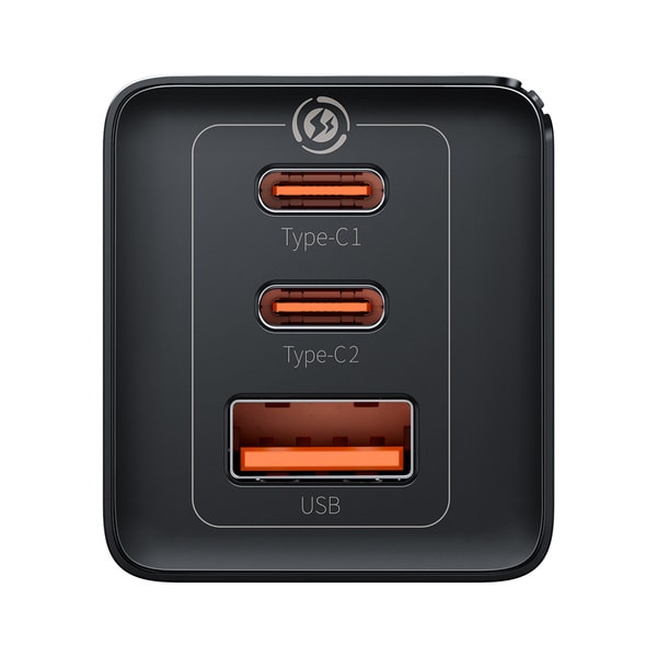 Basues GaN5 Pro Snabbladdare/ Dubbel USB-C & Enkelt USB/ 65W + U
