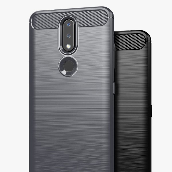 Kolfiber Elastiskt Skyddsfodral för Nokia 2.4 - Svart