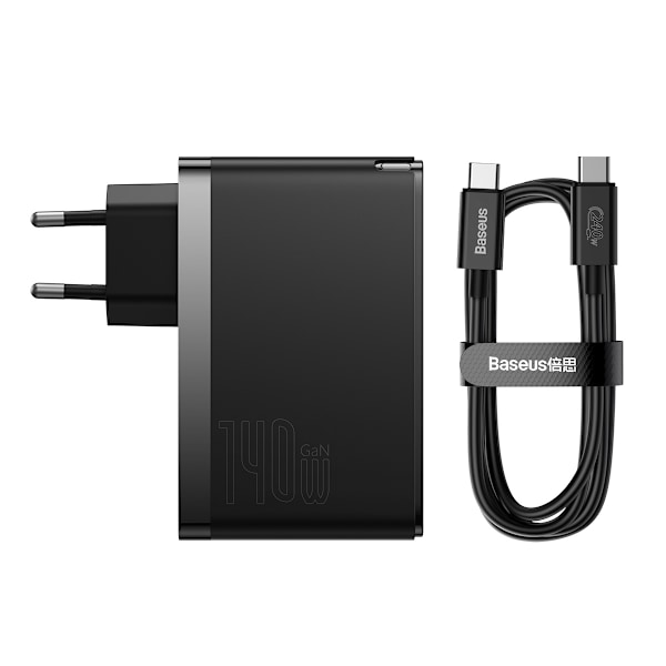 Baseus GaN5 Pro Snabbladdare 2xUSB-C+USB 140W EU Svart (CCGP1002
