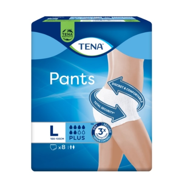 Tena Byxor Plus L - 8-pack - Lätta Urinläckage - Storlek L