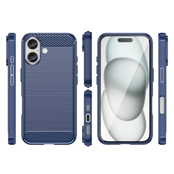 Silikonfodral Carbon Case för iPhone 16 - Blå