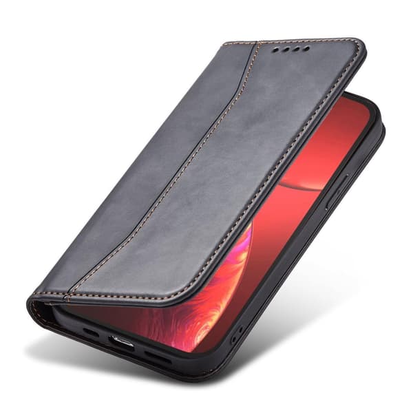 Magnetisk Läderfodral för iPhone 14 Pro - Svart Plånbok med Stat