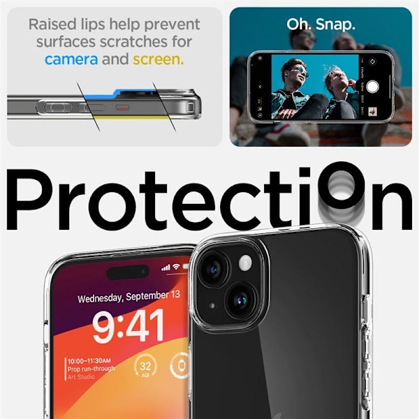 Transparent Spigen Crystal Flex Cover för iPhone 15 Plus