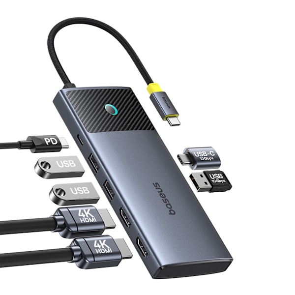Baseus Metal Gleam Series II 7-i-1 USB-C Hub med PD100W/ 2x HDMI