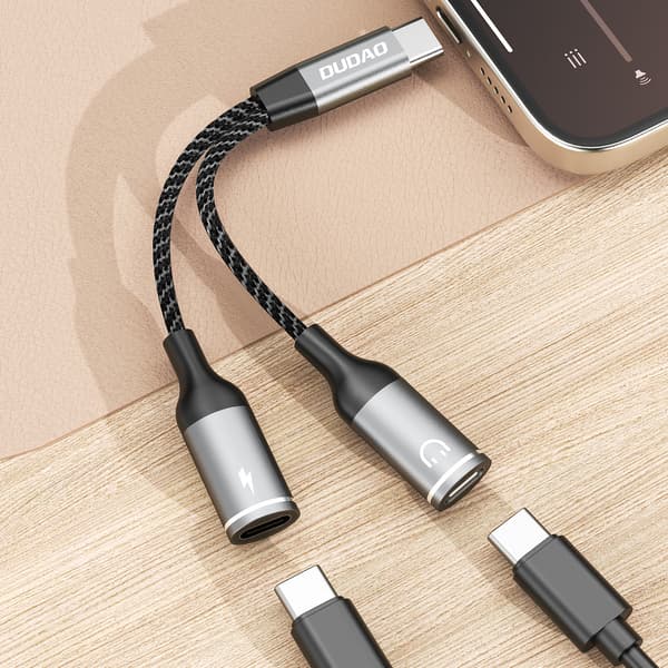 USB-C Adapter Dudao L13C+ 2-i-1 - Grå