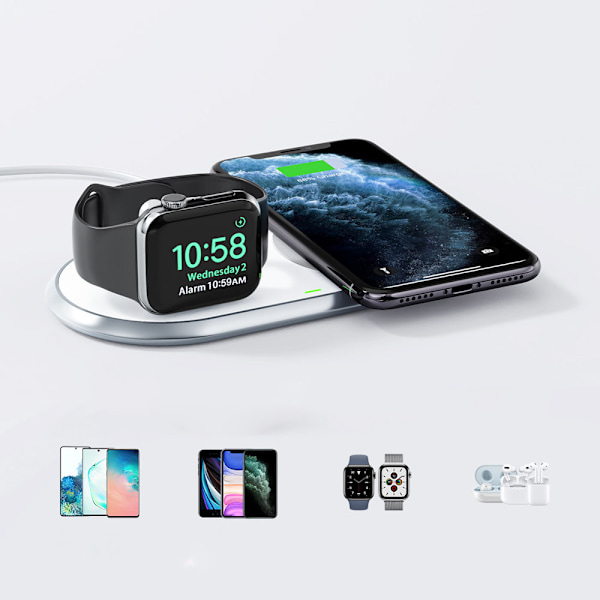Choetech trådlös Qi 2-i-1 laddare för smartphones och Apple Watc