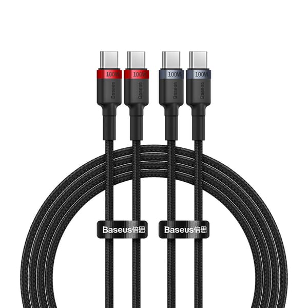 Baseus Cafule USB-C / USB-C Kabel 100W 1m - Röd-Svart & Svart-Gr