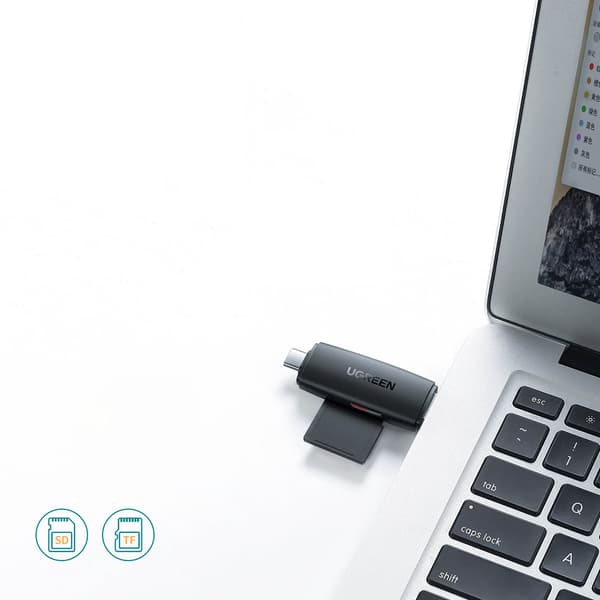 Ugreen SD/microSD Kortläsare Adapter (USB-A/USB-C) Svart (CM304)