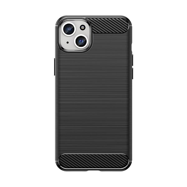 iPhone 15 Plus Karbonmönstrat Flexibelt Skal - Svart