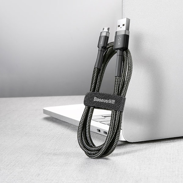 Baseus Cafule Slitstark Nylonkabel USB/micro USB 2A 3M Svart-Grå