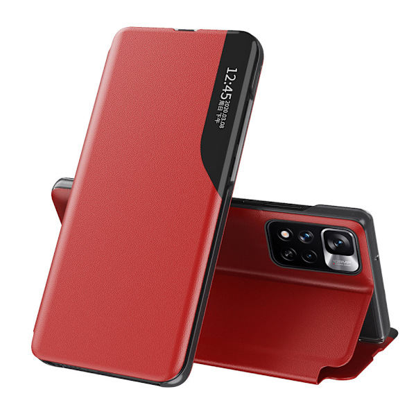 Röd Eco Läder Fodral med Stativfunktion för Xiaomi Redmi Note 11