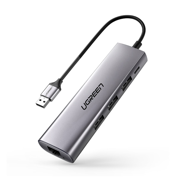 Ugreen CM266 60812 5-i-1 Adapter USB-A 3.0 till RJ45 / 3x USB-A