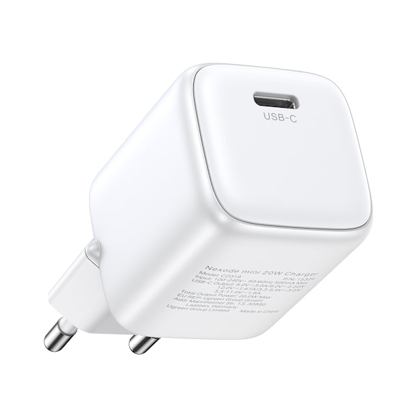 Ugreen Nexode Mini CD318 Laddare USB-C GaN 20W Vit - PD 3.0 / QC