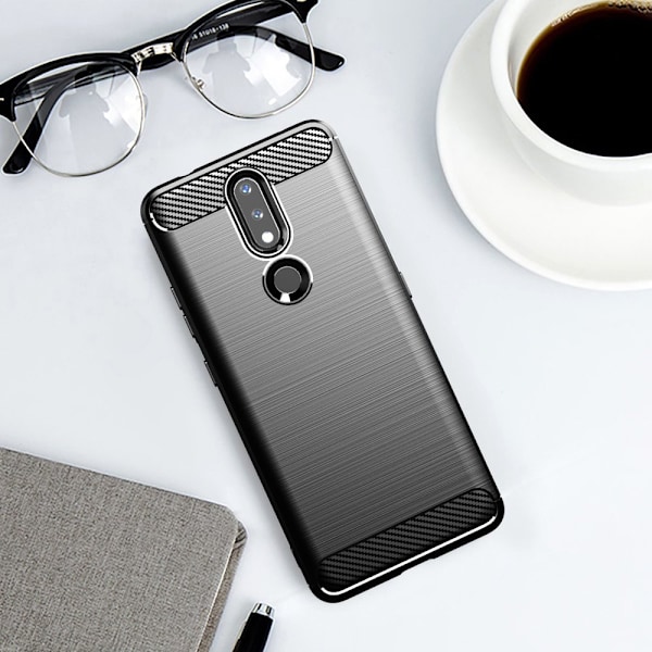 Kolfiber Elastiskt Skyddsfodral för Nokia 2.4 - Svart