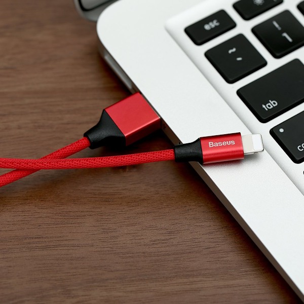 Baseus Yiven Flätad Kabel USB/Lightning 1/8M Röd (CALYW-A09)