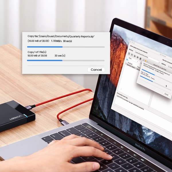 Ugreen USB-C till USB-C Kabel 3A 480Mb/s 1m - Röd