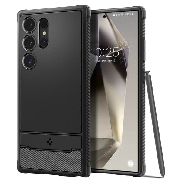 Robust Svartmattskal för Samsung Galaxy S24 Ultra - Spigen Rugge