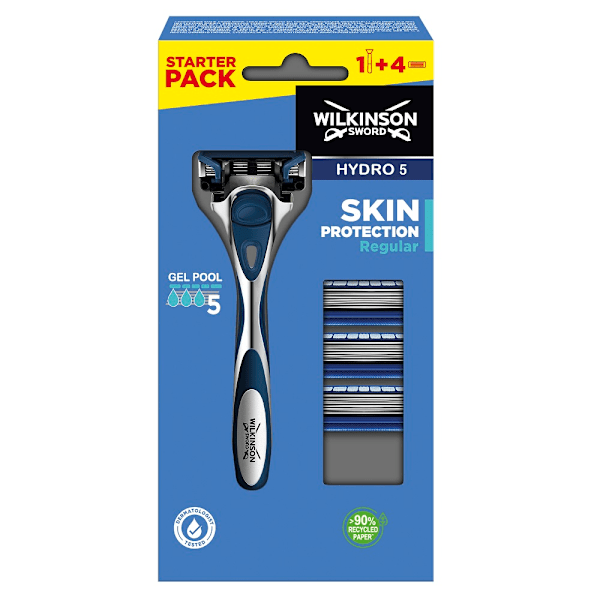 Wilkinson Hydro 5 Hudskydd Reguljär Rakhyvel + 5 Blad - Premium