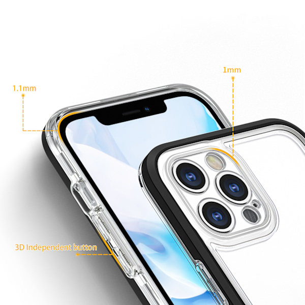 Transparent 3-i-1 fodral för iPhone 12 Pro Max med svart ram