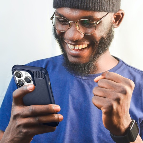 Elastiskt kolfiberfodral för iPhone 14 Pro Max - Blå Bakskydd