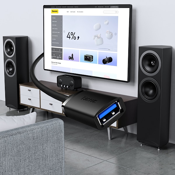 USB 2.0 Förlängningskabel 1.5m Baseus AirJoy-serien - Svart