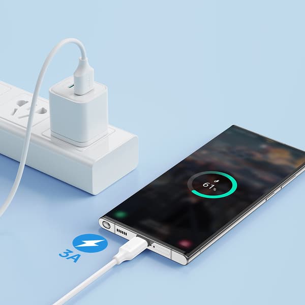 Joyroom Långlivad Serie A9 USB-A/USB-C Kabel 3A 1m - Vit