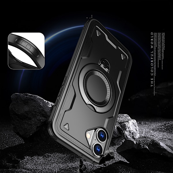 Hybrid Armor Trendy Etui med MagSafe til iPhone 16 - Sort