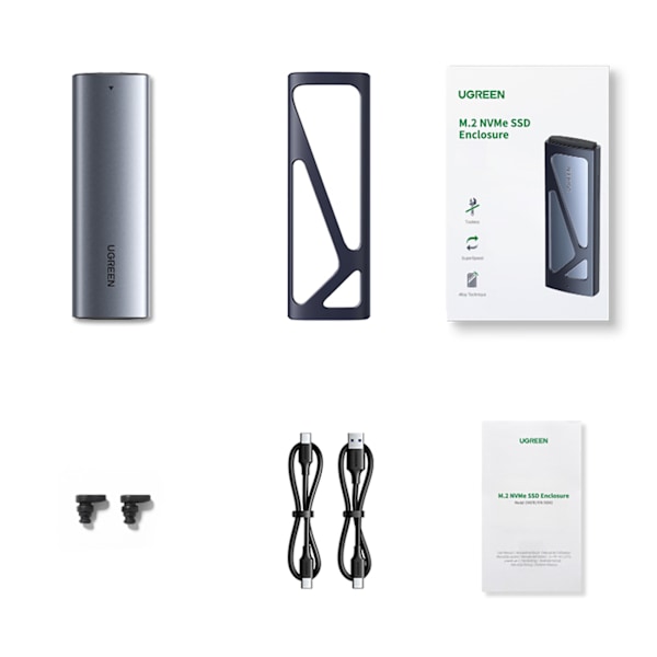 Ugreen CM578 M.2 NVMe-fodral 10Gbps svart inkl. USB-C/USB-A & US