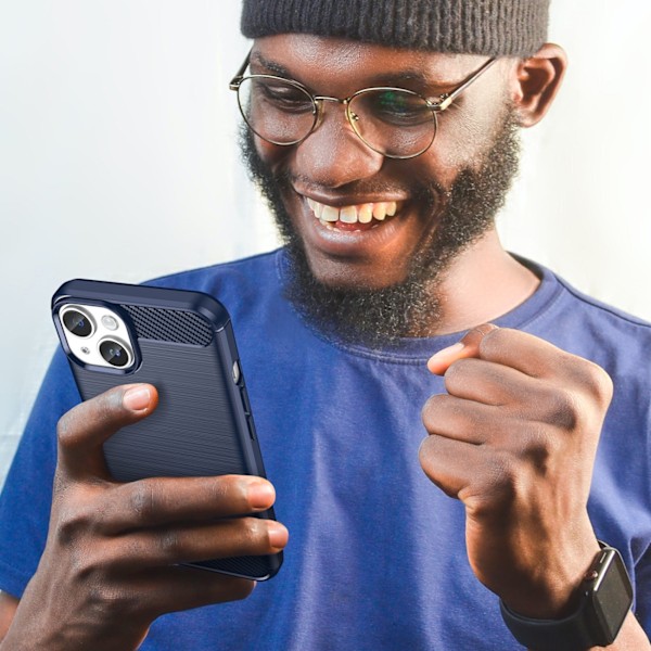 Elastiskt Blått Kolfodral för iPhone 14 Plus - Flexibelt Skyddan