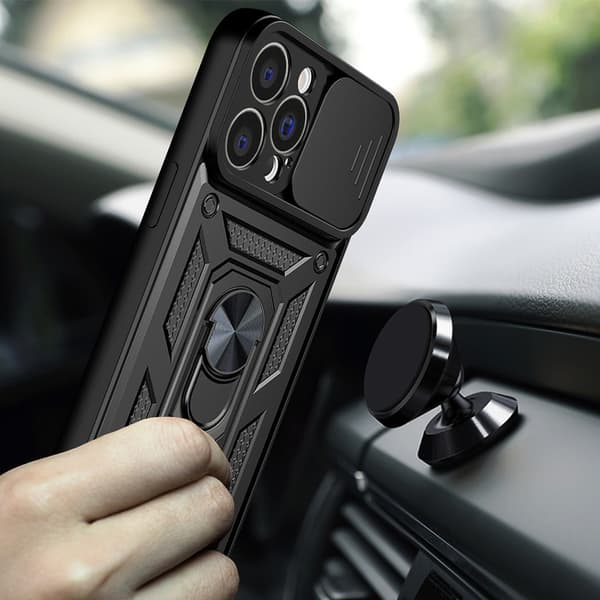 iPhone 14 Pro Hybrid Armor Camshield Skal med Kameraskydd - Blå