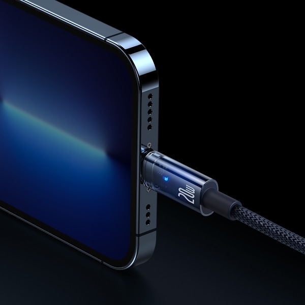 Baseus Lightning till USB-C Kabel 20W 480Mb/s 1m Blå