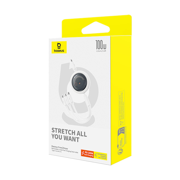 Baseus Free2Draw Rullbar Kabel 3-i-1 USB-C/Lightning/micro USB 1