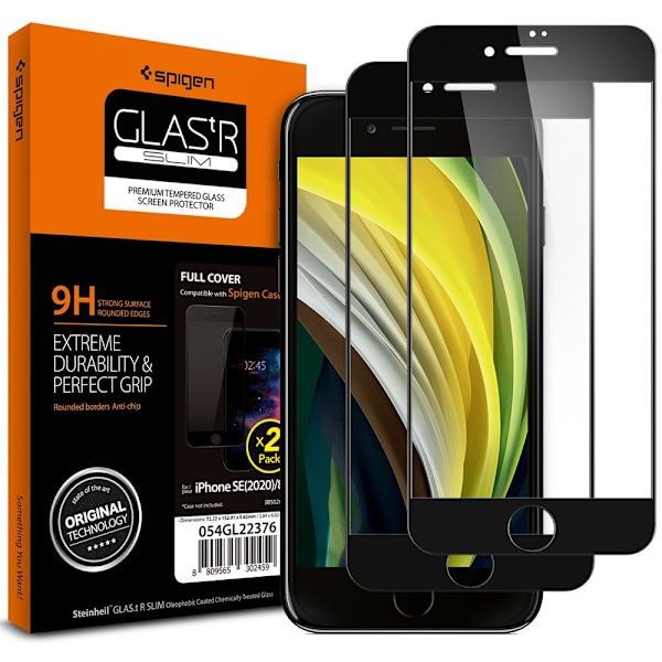 Spigen Härdat Glas FC för iPhone 7/8/SE 2020/2022 - Svart/ 2-pac
