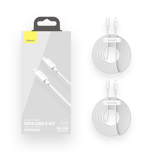 Baseus Sylight Dubbelpack: Lightning / USB-C 20W Kabel 1.5m - Vi