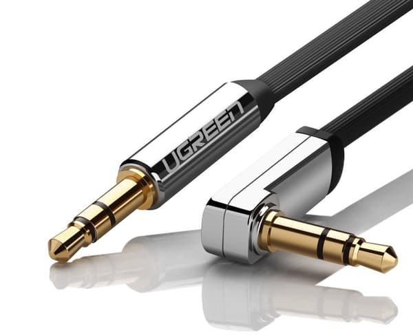 Ugreen Platt Ljudkabel AUX 3/5 mm Mini Jack 2m Silver (10599)