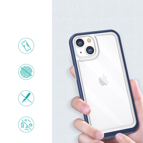 Tydligt 3-i-1 fodral till iPhone 13 mini/ gelétäcke med blå ram
